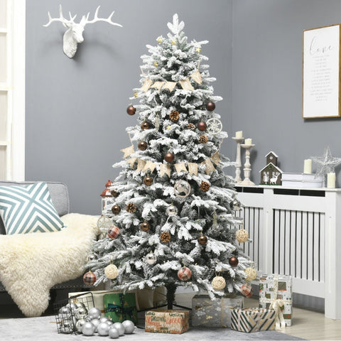 Rootz Artificial Christmas Tree - Snowy LED Lighted Tree - Pre-Lit Holiday Tree - Easy Assembly - Energy-Efficient - Realistic Appearance - 180cm x Ø105cm - Plastic & Steel