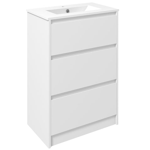 Rootz Bathroom Cabinet - Vanity Unit - White - 2 Drawers - Space-Saving Design - 61cm x 37cm x 88cm