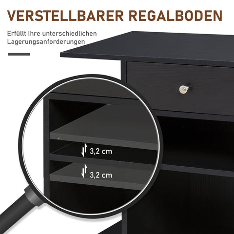 Rootz Printer Table - Printer Stand - Office Trolley - Chipboard - Black - 60cm x 40cm x 68.5cm - Maximize Workspace Efficiency