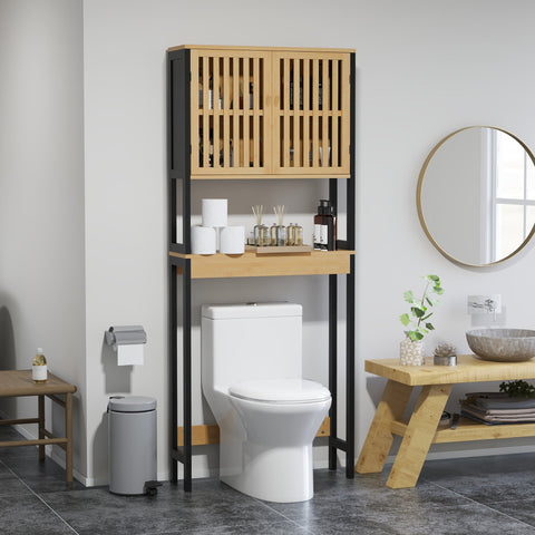 Rootz Bamboo Toilet Shelf - Bathroom Storage Rack - Over Commode Organizer - Space Saving Design - 60L x 21.5B x 172H cm