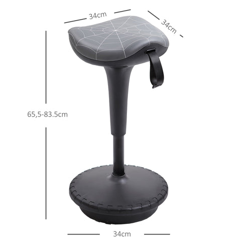 Rootz Office Boother - Ergonomic Swivel Stool - Height Adjustable Seating - Improves Posture - 34cm x 34cm x 65.5-83.5cm - Grey