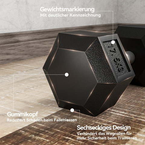 Rootz 35kg Dumbbell Set - Free Weights - Gym Equipment - Anti-Slip Handle - Safe Rubber - 16.2cm x 11cm x 34.6cm