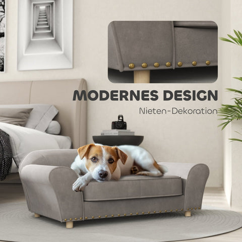 Rootz Dog Sofa - Pet Chair - Elegant Rivets - 9cm Thick Cushion - Stylish - 86.5cm x 52.5cm x 33cm