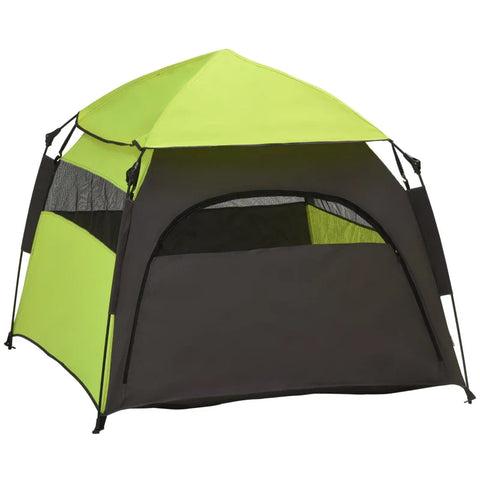 Rootz Pet Tent - Dog Tent - Outdoor Animal Tent - Ground Skewers + Transport Bag - Green + Black - 110cm x 110cm x 85cm