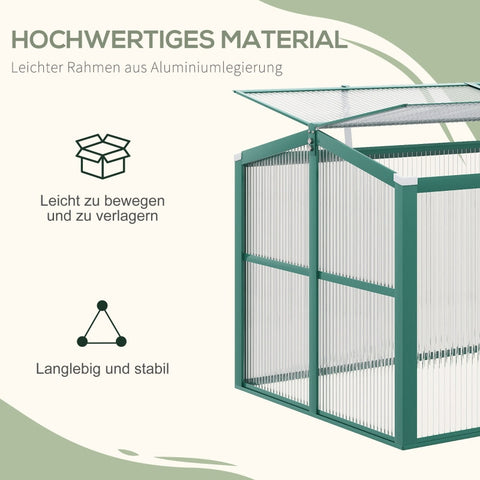 Rootz All-Season Greenhouse - Cold Frame - Gardening Shelter - Adjustable Roof Windows - Maximum Light Transmission - Rust-Proof Aluminum Frame - 130cm x 70cm x 61cm