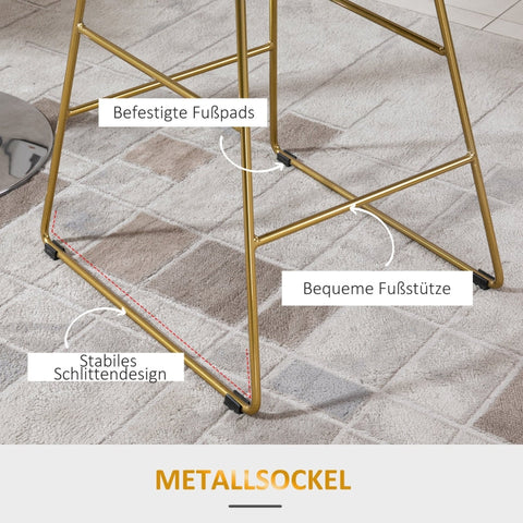 Rootz Bar Stools Set of 2 - Counter Height - Velvet Cushions - Geometric Metal Design - 120kg Load Capacity - 46cm x 56cm x 95cm