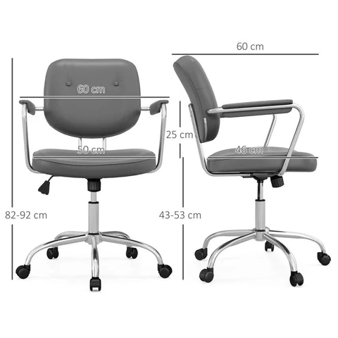 Rootz Office Chair - Desk Chair - Height Adjustable - Tilt Function - Faux Leather - Foam - Cream - 60 Cm X 60 Cm X 92 Cm