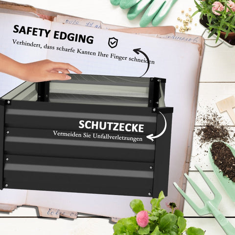Rootz Raised Garden Bed Set - Kruidenbed - Weerbestendige plantenbak - Bevordert een gezonde wortelgroei - Duurzaam gegalvaniseerd staal - 100 cm x 60 cm x 30 cm - Donkergrijs