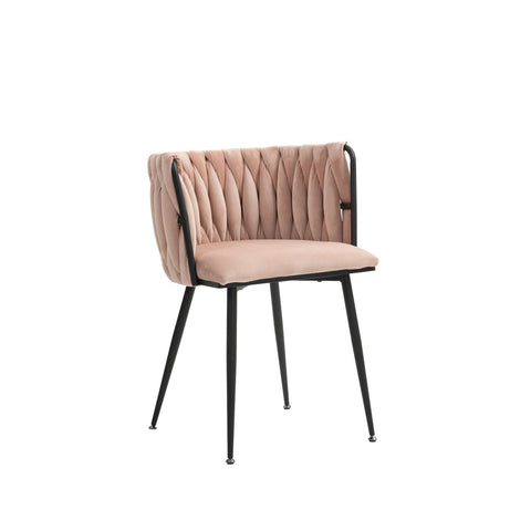 Rootz Set of 2 Velvet Dining Chairs - Modern Luxury Chairs - Pink Room Chairs - Comfort & Durability - 57L x 50W x 72H cm