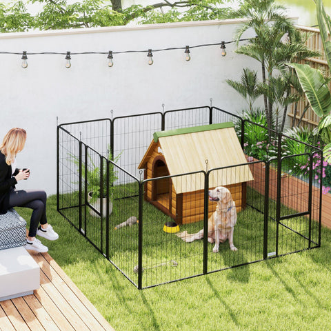 Rootz Puppy Run - Dog Kennel - Pet Playpen - Flexible Foldable Enclosure - 100cm High - Square: 204x204x100cm, Rectangle: 272x136x100cm