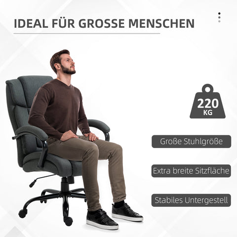 Rootz Ergonomic Office Chair - Desk Chair - Swivel Chair - Supports Up to 220 kg - Grey - Padded Armrest - 72.5cm x 83cm x 110-118cm