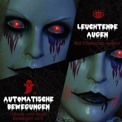 Rootz Halloween Decoration Zombie Bride - Spooky Decor - Animated Halloween Prop - Flashing Red Eyes - Eerie Howls - Motion Sensor - 90cm x 20cm x 36cm