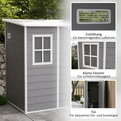 Rootz Tool Shed - Garden Shed - Storage Shed - Secure Lock - 122 x 149 x 192/177 cm