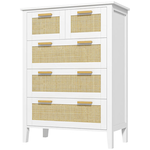 Rootz Chest of Drawers - Dresser - Storage Organizer - Large Capacity - 77 x 37 x 104 cm - White, Brown