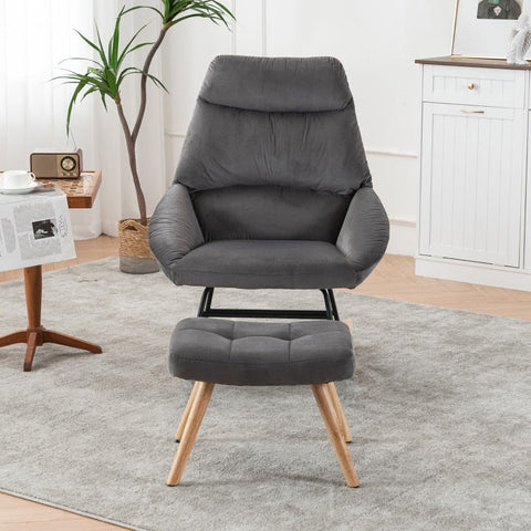 Rootz Ergonomic Rocking Chair Set - Reclining Chair - Relaxing Seat - Ultimate Comfort - 76cm x 94cm x 97cm, Footstool 48cm x 37cm x 37cm