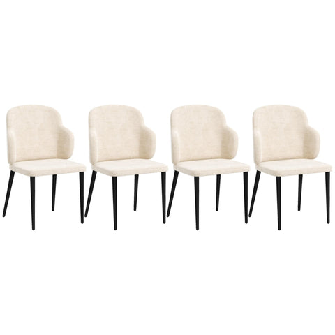 Rootz 4 Piece Dining Chair Set - Accent Chairs - Kitchen Chairs - Velvety Comfort - 54cm x 56cm x 86cm - Beige