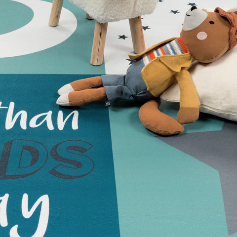 Kids Motivational Quote Rug – Soft, Durable, Washable – Playroom & Nursery Decor