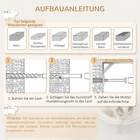 Rootz Cat Shelf - Wall-Mountable Cat Lounger - Cat Climbing Wall - Feline Furniture - Chipboard - Fleece Cover - 41cm x 28cm x 21cm