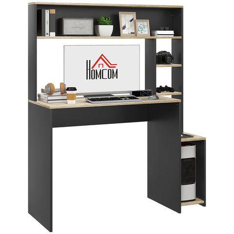 Rootz Multi Shelf Desk - Computer Desk - Office Desk - Space-Saving - 114L x 45W x 138H cm