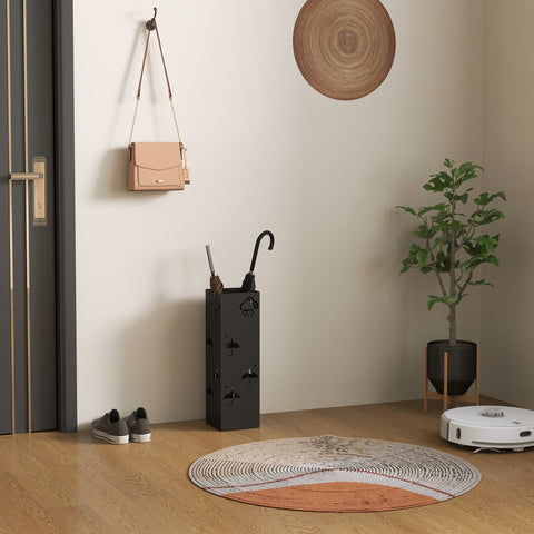 Rootz Metal Umbrella Stand - Rain Catcher - Entryway Organizer - Keeps Floors Dry - 15.5cm x 15.5cm x 49cm