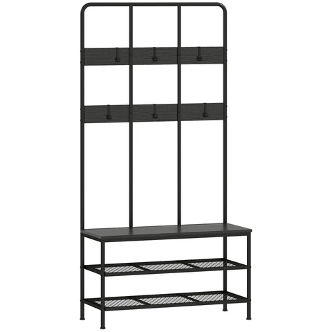 Rootz 3-in-1 Cloakroom Stand - Clothes Hook - Shoe Shelf - Organize Efficiently - 91cm x 36cm x 180cm