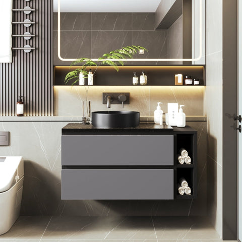 Rootz Hanging Sink Cabinet - Bathroom Vanity - Space-saving Storage - Durable MDF - 80cm x 44cm x 60.5cm