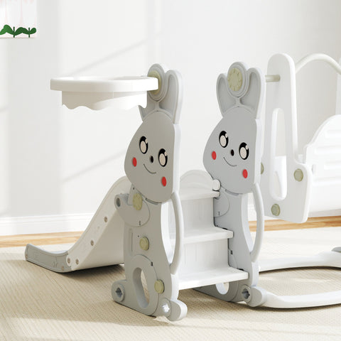 Rootz 4-in-1 Game Set for Toddlers - Swing Set - Slide - Climbing Frame - Basketball Basket - Plastic Fun - 147.5cm x 160cm x 107cm