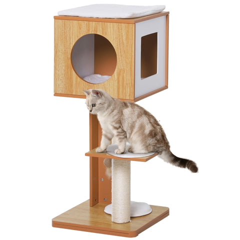 Rootz Scratching Post Cat Tree - Cat Furniture - Sisal Posts - Multiple Platforms - Soft Cushions - 50cm x 40cm x 91cm - MDF Board