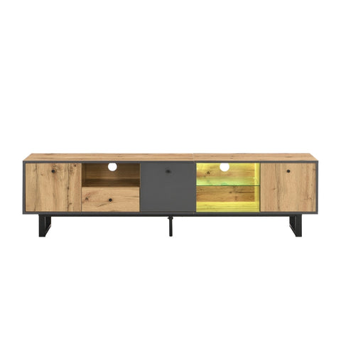 Rootz Elegant TV Cabinet - Media Unit - Entertainment Center - LED Lighting - 190L x 40W x 50H cm