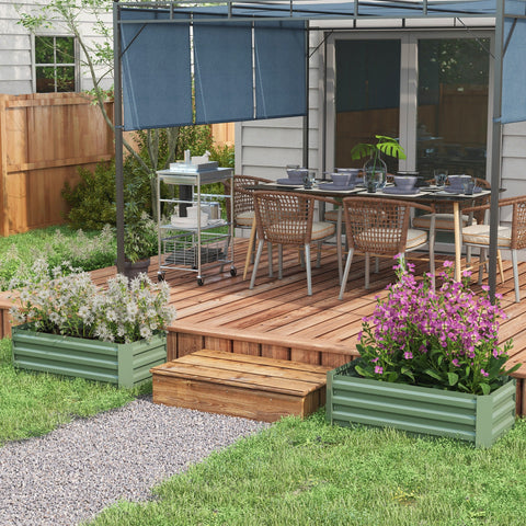 Rootz 2 Piece Set Raised Garden Beds - Planter Boxes - Rectangular Planters - Improves Root Growth - 100L x 50W x 30H cm