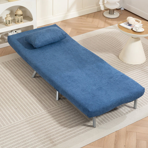 Rootz Upholstery Armchair Bed - Sleeping Armchair - Guest Bed - Breathable Fabric - 80cm x 75cm x 83cm - Blue