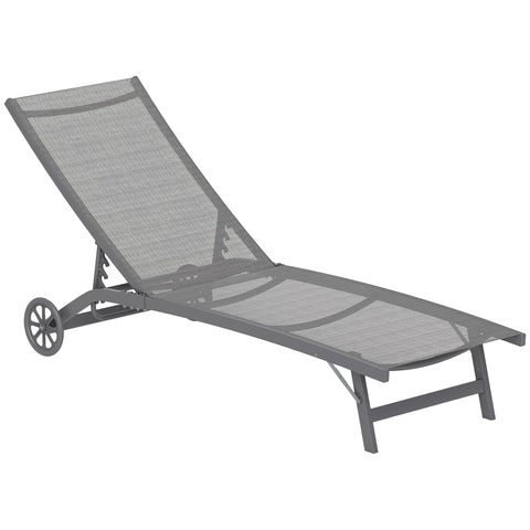 Rootz Sun Lounger - Outdoor Recliner - Adjustable Backrest - Breathable Comfort - 195 x 66 x 34 cm - Grey