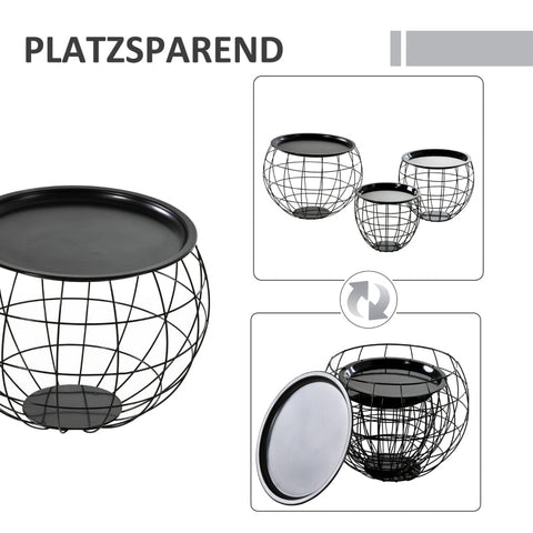 Rootz Lantern Style Coffee Table Set - Side Table Set - Removable Table Top - Steel Construction - Modern Design - Ø51cm x 38.5cm, Ø38.5cm x 32cm, Ø30.5cm x 27cm