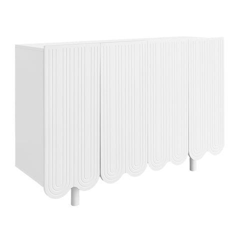 Rootz White Sideboard - Elegant Storage Unit - Modern Buffet - Quiet Operation - 120x37.5x80.8 cm