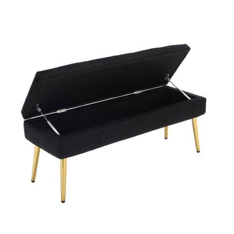 Rootz Modern Storage Bench - Upholstered Velvet Seat - Minimalist Furniture - Ample Storage Space - 111cm x 35cm x 44.5cm