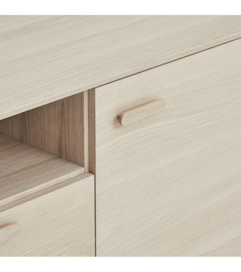 Rootz Sideboard - Storage Cabinet - Oak Credenza - Ample Storage - Superior Craftsmanship - Smooth Functionality - 34cm x 212cm x 60cm