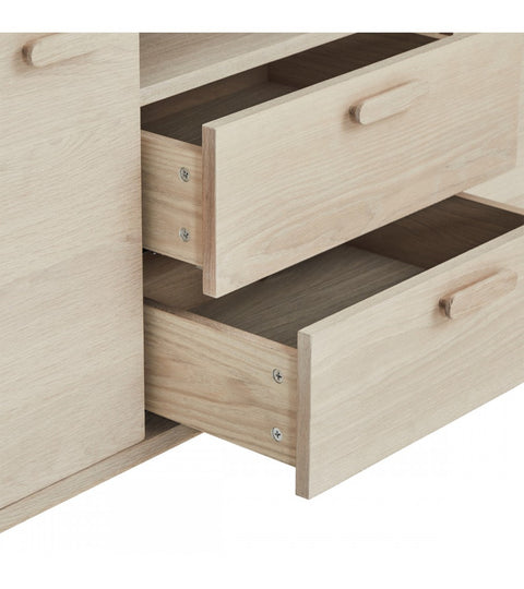 Rootz Sideboard - Storage Cabinet - Oak Credenza - Ample Storage - Superior Craftsmanship - Smooth Functionality - 34cm x 212cm x 60cm