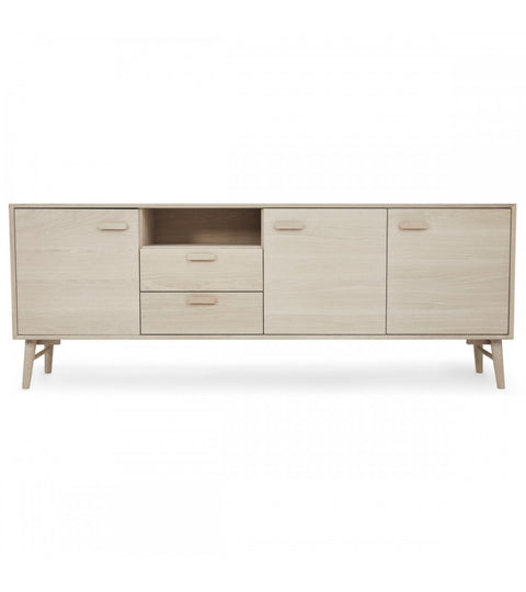 Rootz Sideboard - Storage Cabinet - Oak Credenza - Ample Storage - Superior Craftsmanship - Smooth Functionality - 34cm x 212cm x 60cm