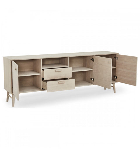Rootz Sideboard - Storage Cabinet - Oak Credenza - Ample Storage - Superior Craftsmanship - Smooth Functionality - 34cm x 212cm x 60cm
