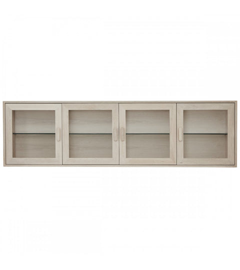 Rootz Wall Cabinet - Storage Cabinet - Display Cabinet - Elegant White Oil Finish - Durable Solid Oak - Ample Storage Space - 42cm x 212cm x 79cm