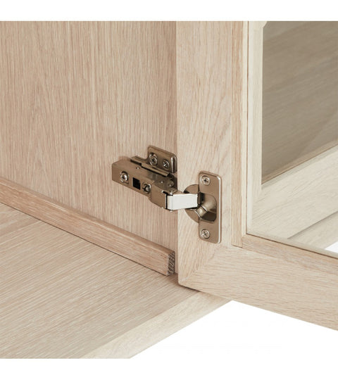 Rootz Wall Cabinet - Storage Cabinet - Display Cabinet - Elegant White Oil Finish - Durable Solid Oak - Ample Storage Space - 42cm x 212cm x 79cm