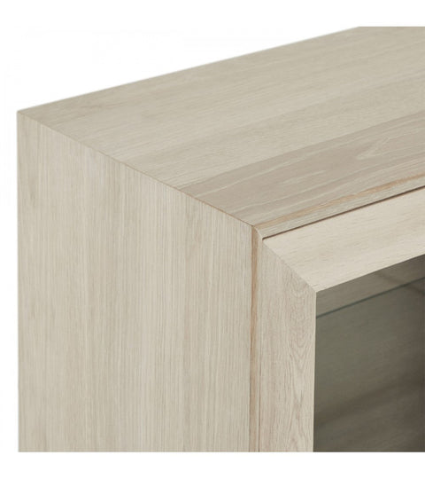 Rootz Wall Cabinet - Storage Cabinet - Display Cabinet - Elegant White Oil Finish - Durable Solid Oak - Ample Storage Space - 42cm x 212cm x 79cm