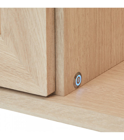 Rootz Wall Cabinet - Storage Cabinet - Display Cabinet - Elegant White Oil Finish - Durable Solid Oak - Ample Storage Space - 42cm x 212cm x 79cm