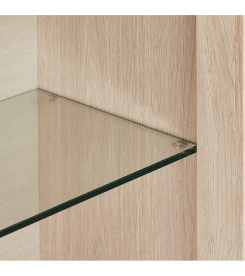 Rootz Wall Cabinet - Storage Cabinet - Display Cabinet - Elegant White Oil Finish - Durable Solid Oak - Ample Storage Space - 42cm x 212cm x 79cm