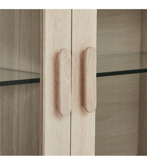 Rootz Wall Cabinet - Storage Cabinet - Display Cabinet - Elegant White Oil Finish - Durable Solid Oak - Ample Storage Space - 42cm x 212cm x 79cm