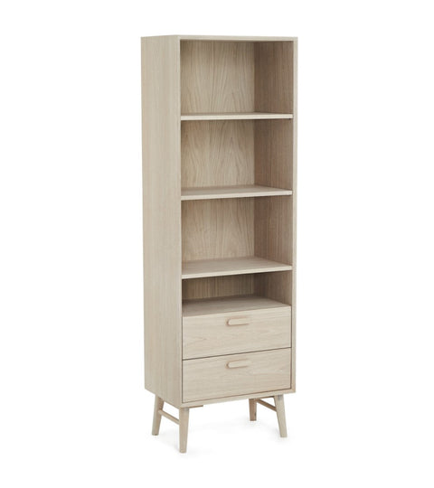 Rootz Bookcase - Storage Cabinet - Shelving Unit - Solid Oak and MDF - Durable with Soft-Close Drawers - Versatile Storage - 40cm x 60cm x 187cm