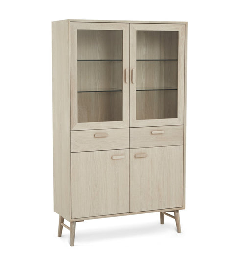 Rootz Display Cabinet - Storage Cabinet - Showcase Unit - Solid Oak and Veneer - Ample Storage, Superior Craftsmanship, Smooth Functionality - 40cm x 110cm x 187cm