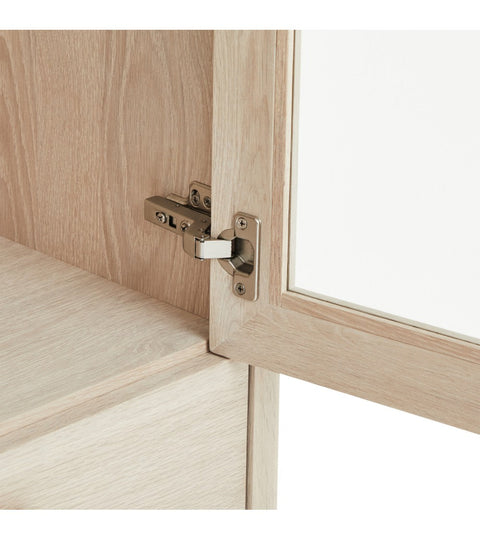 Rootz Display Cabinet - Storage Cabinet - Showcase Unit - Solid Oak and Veneer - Ample Storage, Superior Craftsmanship, Smooth Functionality - 40cm x 110cm x 187cm