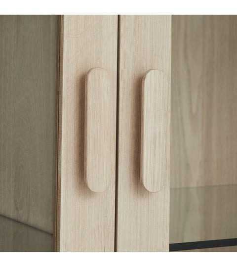 Rootz Display Cabinet - Storage Cabinet - Showcase Unit - Solid Oak and Veneer - Ample Storage, Superior Craftsmanship, Smooth Functionality - 40cm x 110cm x 187cm