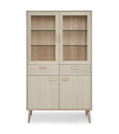 Rootz Display Cabinet - Storage Cabinet - Showcase Unit - Solid Oak and Veneer - Ample Storage, Superior Craftsmanship, Smooth Functionality - 40cm x 110cm x 187cm
